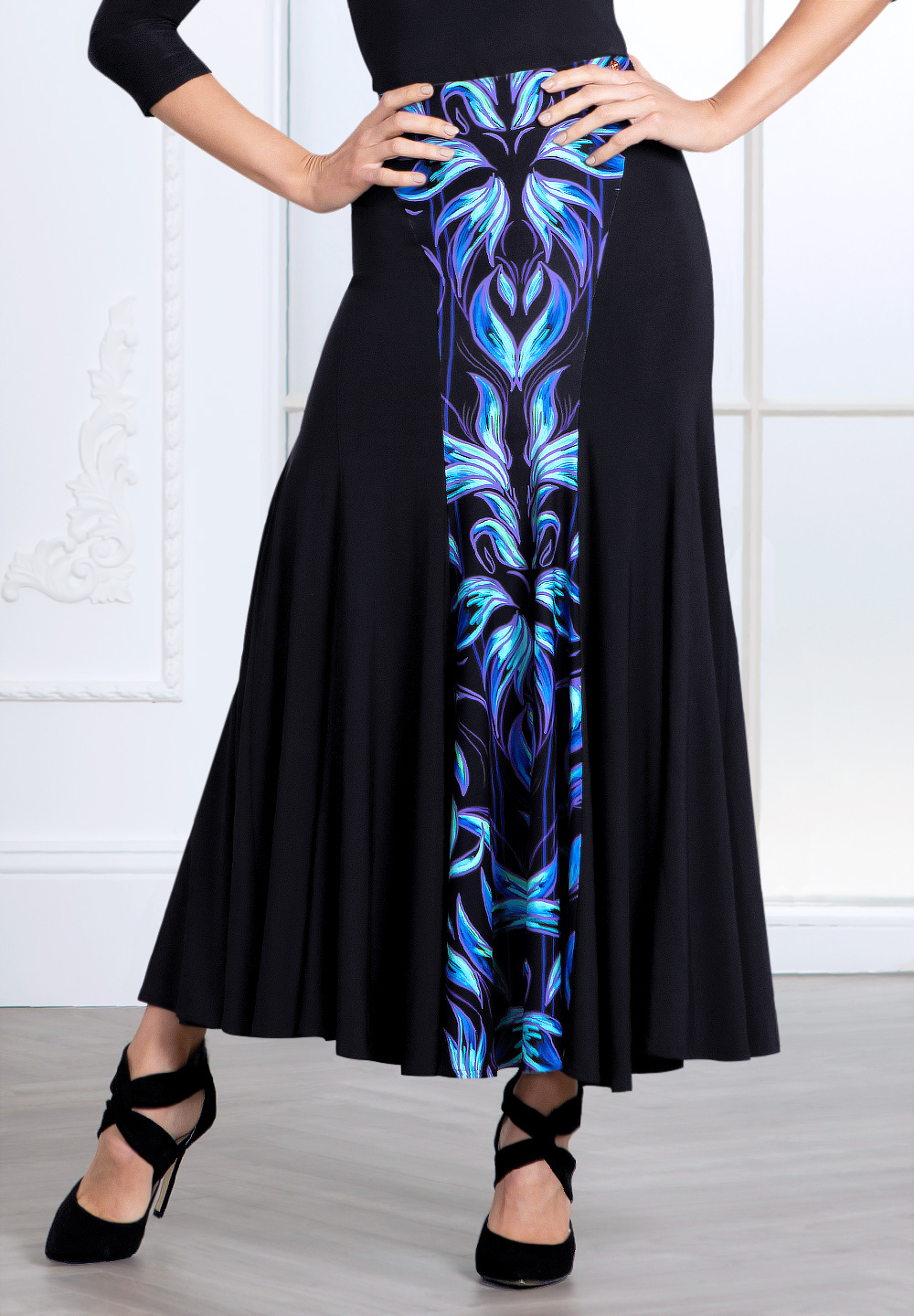 Espen for Chrisanne Clover Rayne Ballroom Skirt-Black/Print
