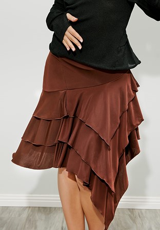 Je Dor Multi Layer Latin Flamenco Skirt J1810S-Chocolate