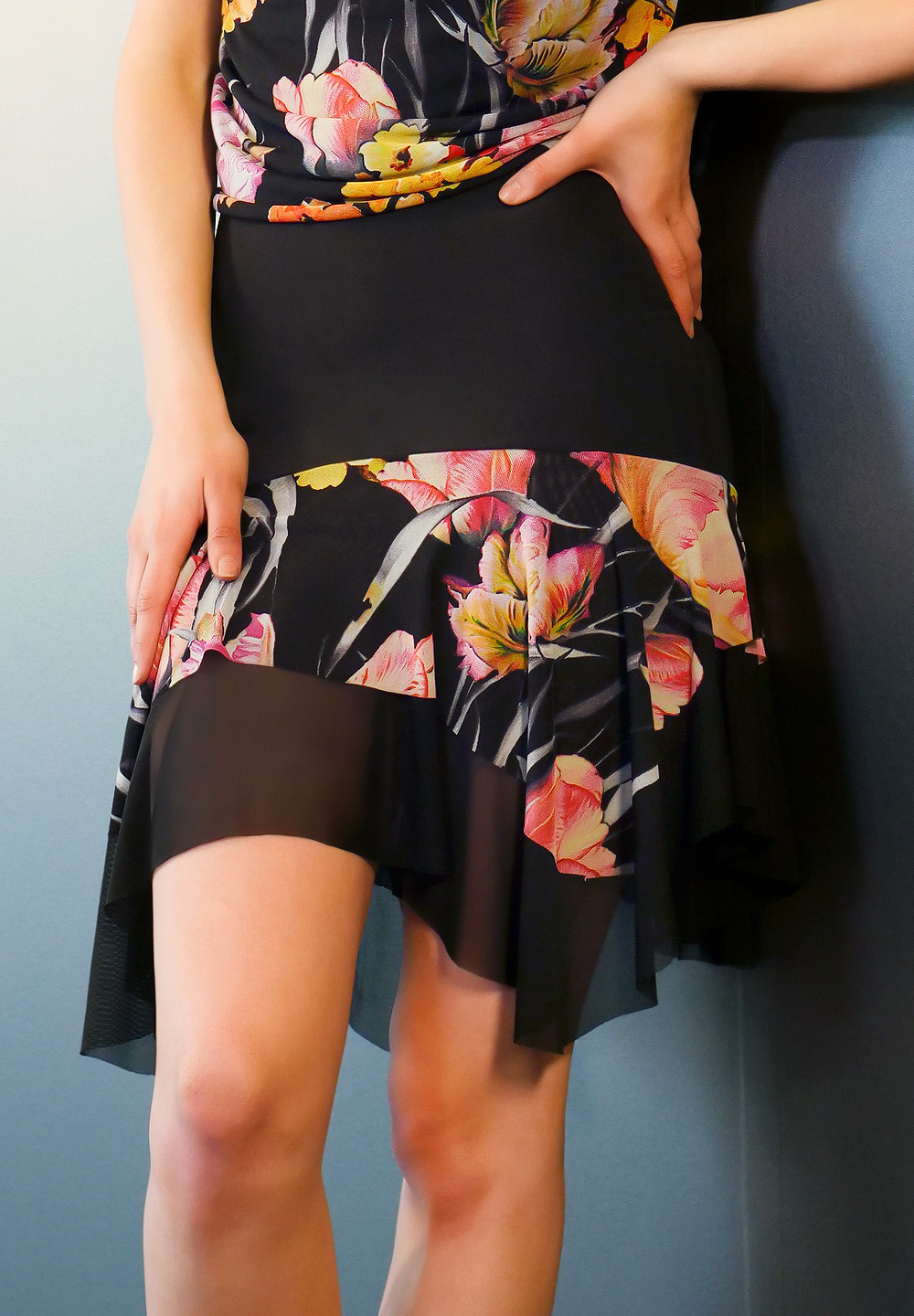 Je Dor Salsa Dance Skirt J10112-Floral