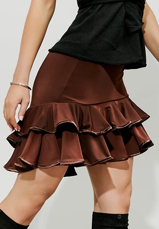 Je Dor Latin Frill Skirt J6664-Chocolate