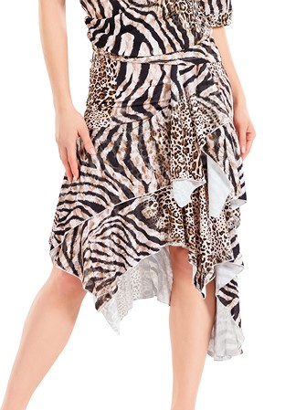 Maly Asymmetric Midi Latin Skirt w/ Inserts MF201502-Animal
