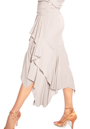 Maly Asymmetric Midi Latin Skirt w/ Inserts MF201502-Sand