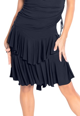 Maly Double Layer Ruffled Latin Skirt MF201504-Black