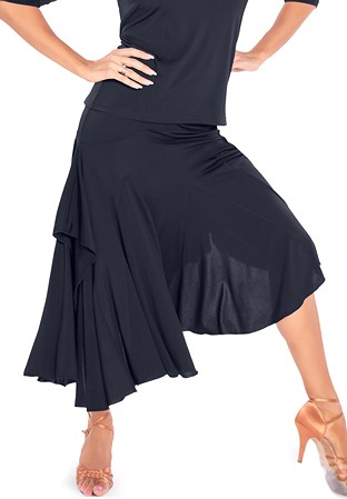 Maly Modern Slash Hem Ballroom Skirt MF201501-Black