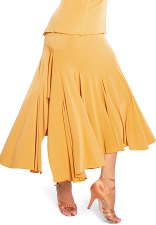 Maly Modern Slash Hem Ballroom Skirt MF201501-Curry