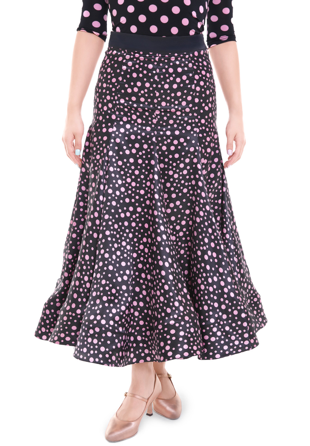 PopconAtelier 8 Panel Polka Dot Ballroom Skirt WMS096-Black & Pink
