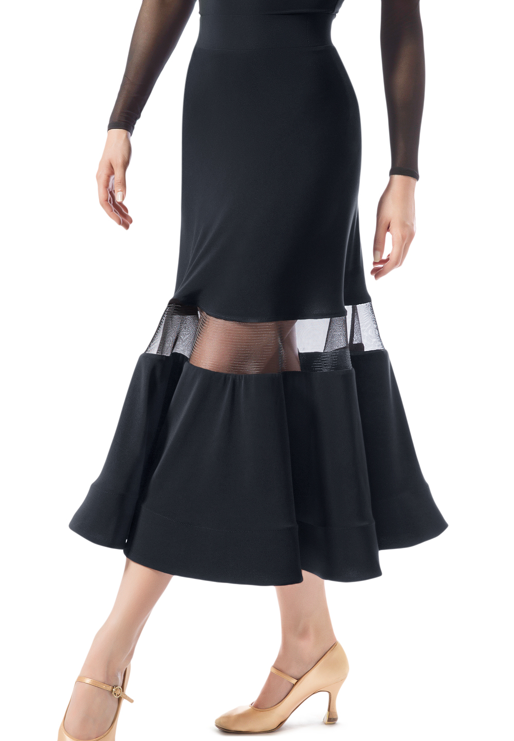 PopconAtelier Asymmetric Frilled Latin Skirt WS020-Black