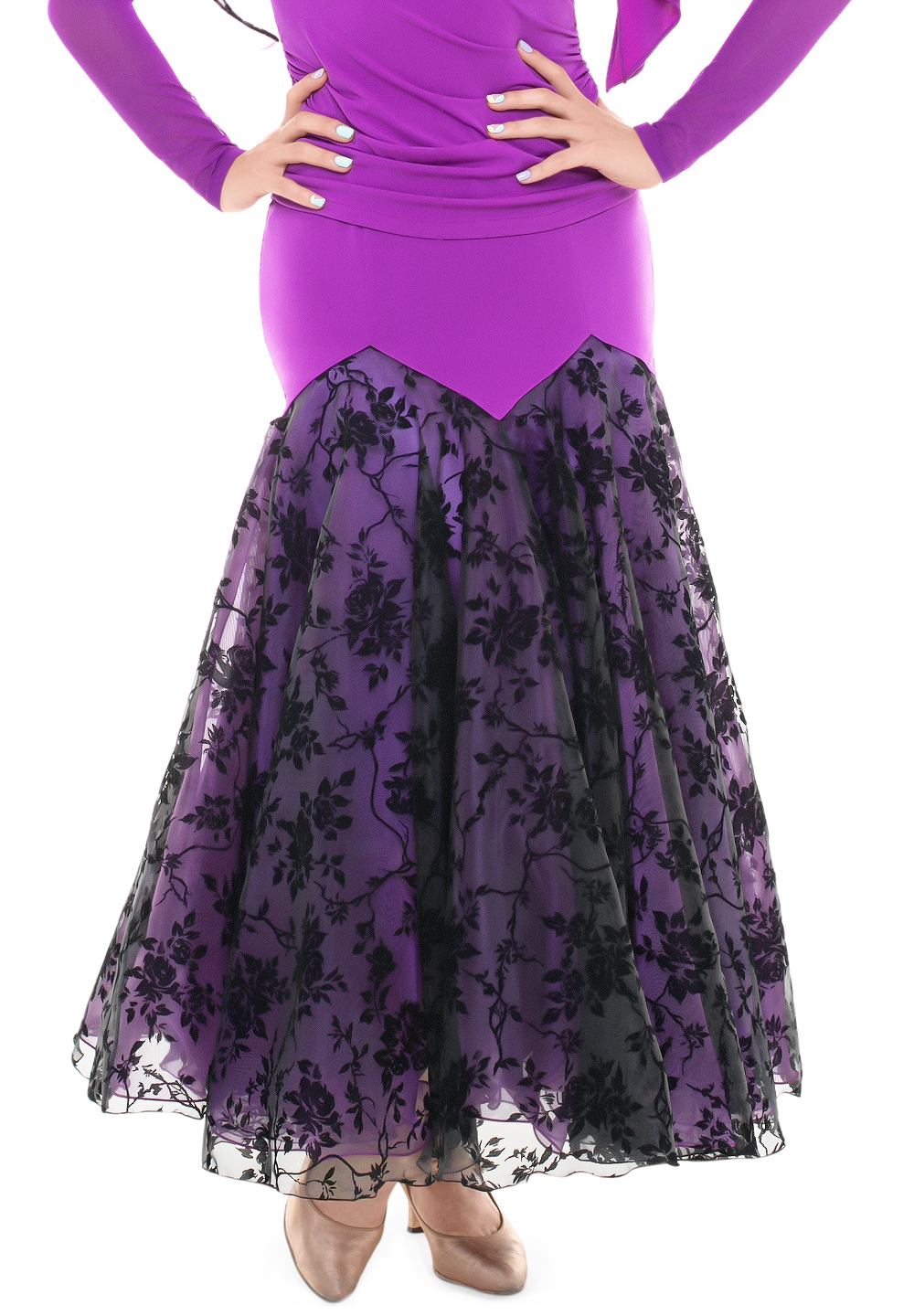 PopconAtelier Blooming Godet Ballroom Skirt WMS503-Purple