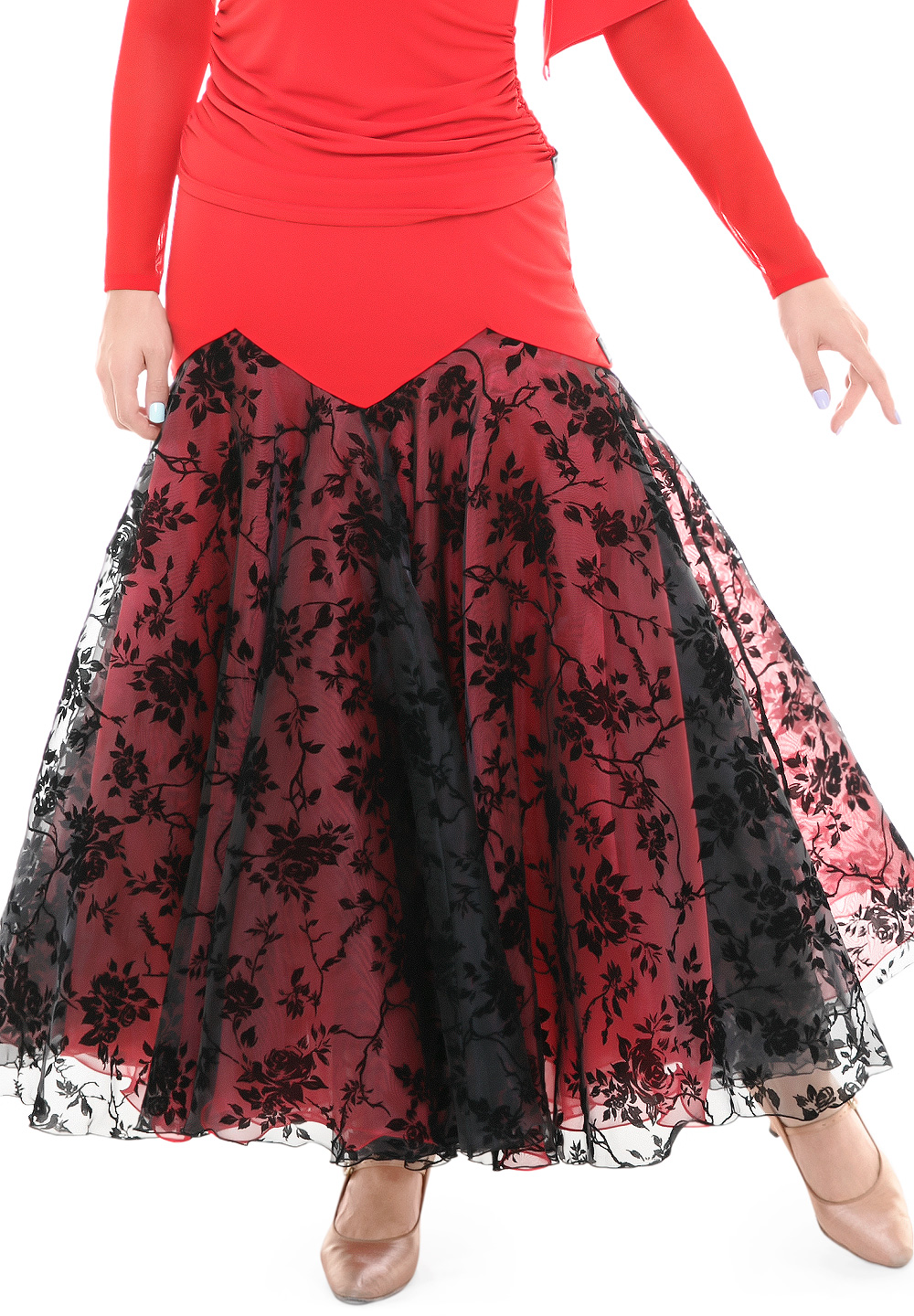 Gouache Printed Open Ballroom Skirt