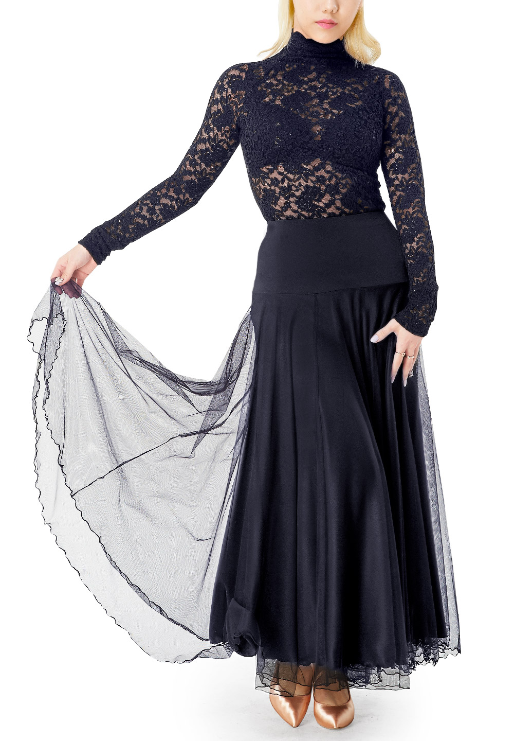 Custom Inked Ballroom Skirt with Waistband - Lycra