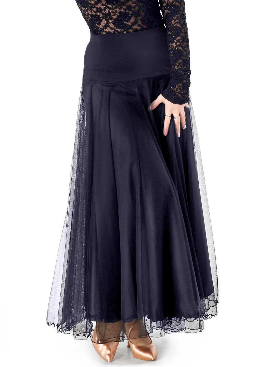 PopconAtelier Double Layer Ballroom Skirt WMS056-Black