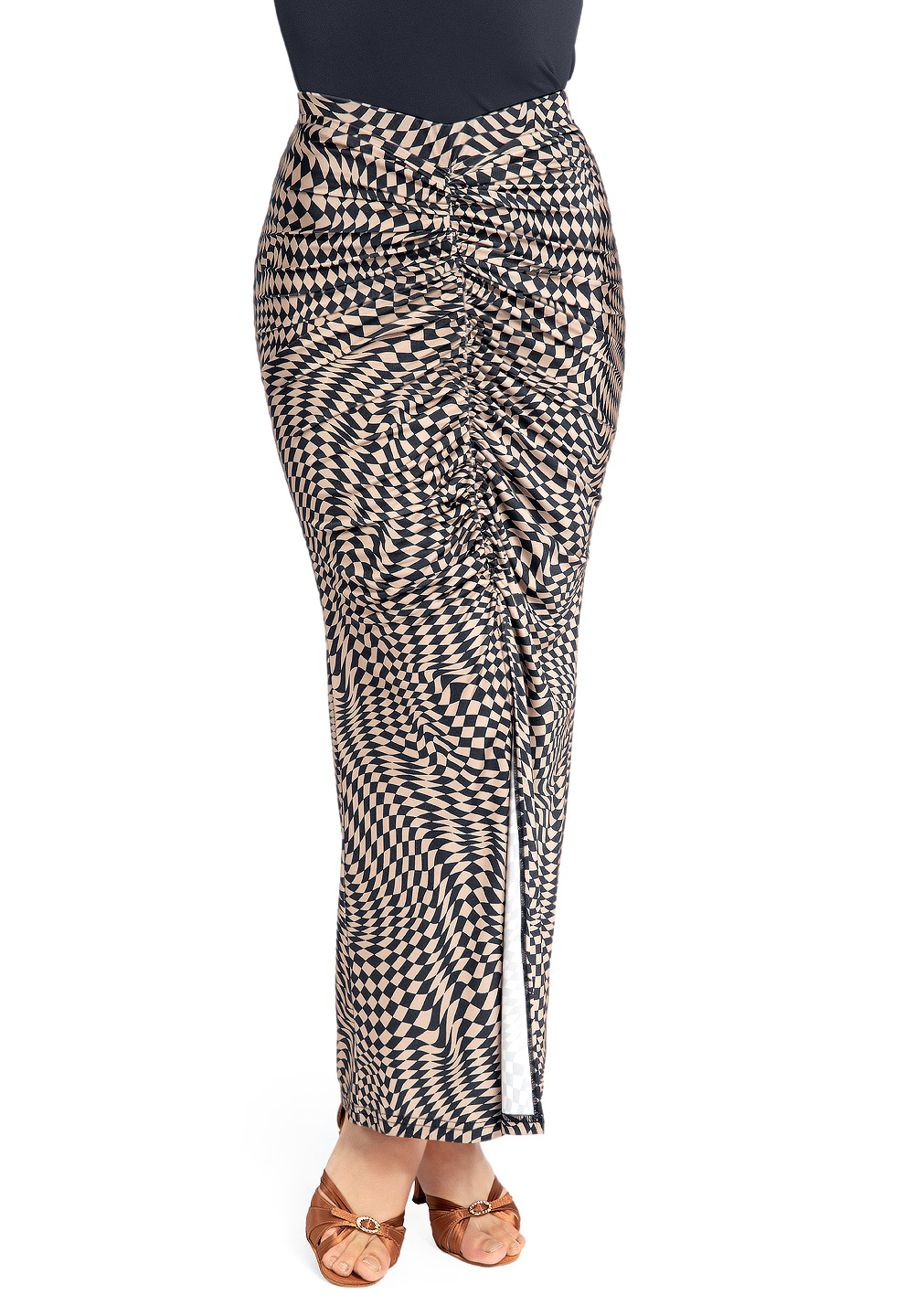 PopconAtelier Double Slit Dance Skirt WS008-Black/Beige