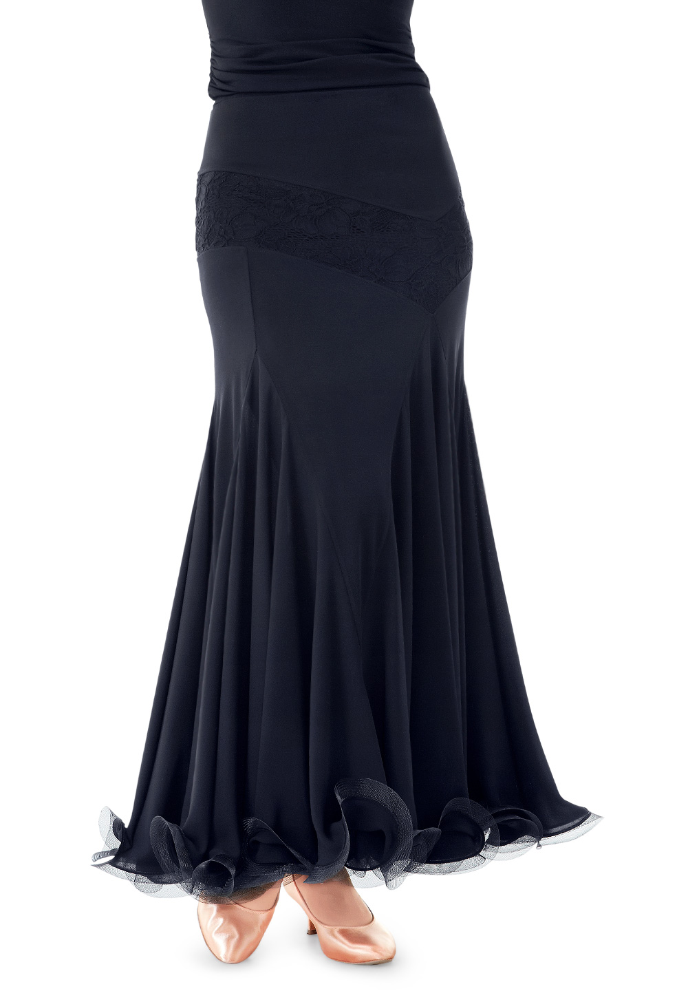PopconAtelier Lace Inset Ballroom Skirt WMS087-Black
