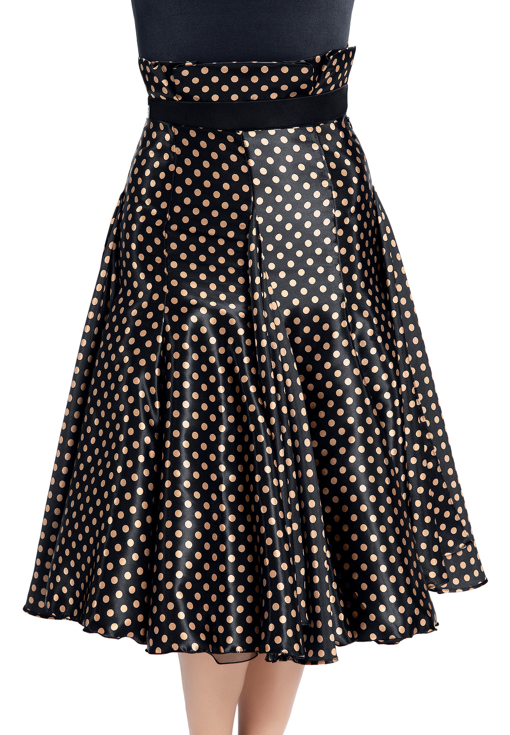 PopconAtelier Modern Knee Length Dance Skirt WMS080-Black/Beige