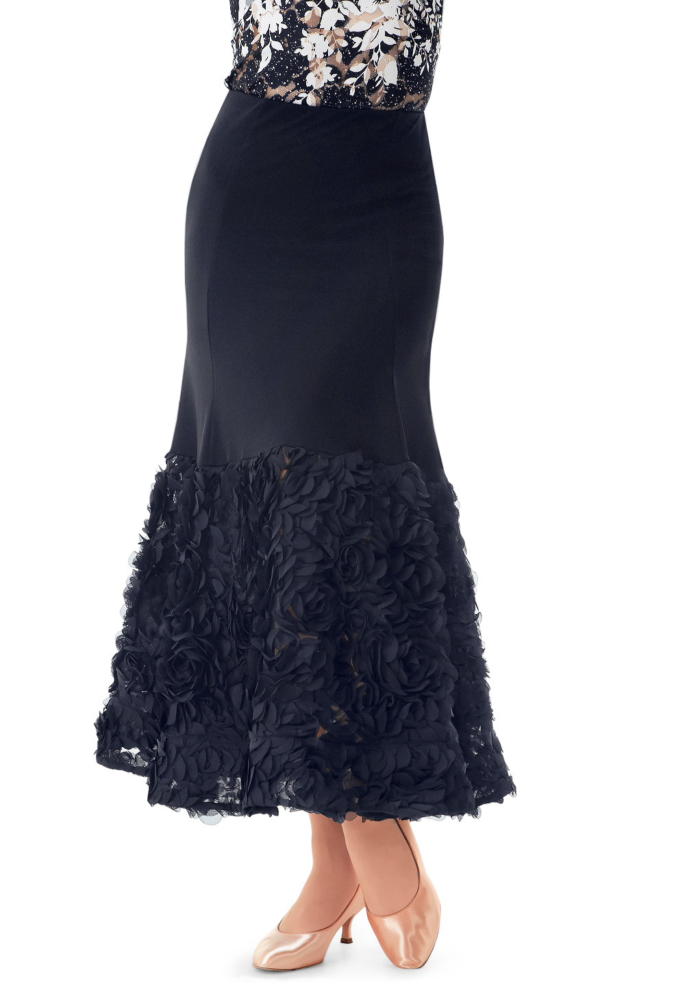 PopconAtelier Rosette Ballroom Skirt WMS070-Black