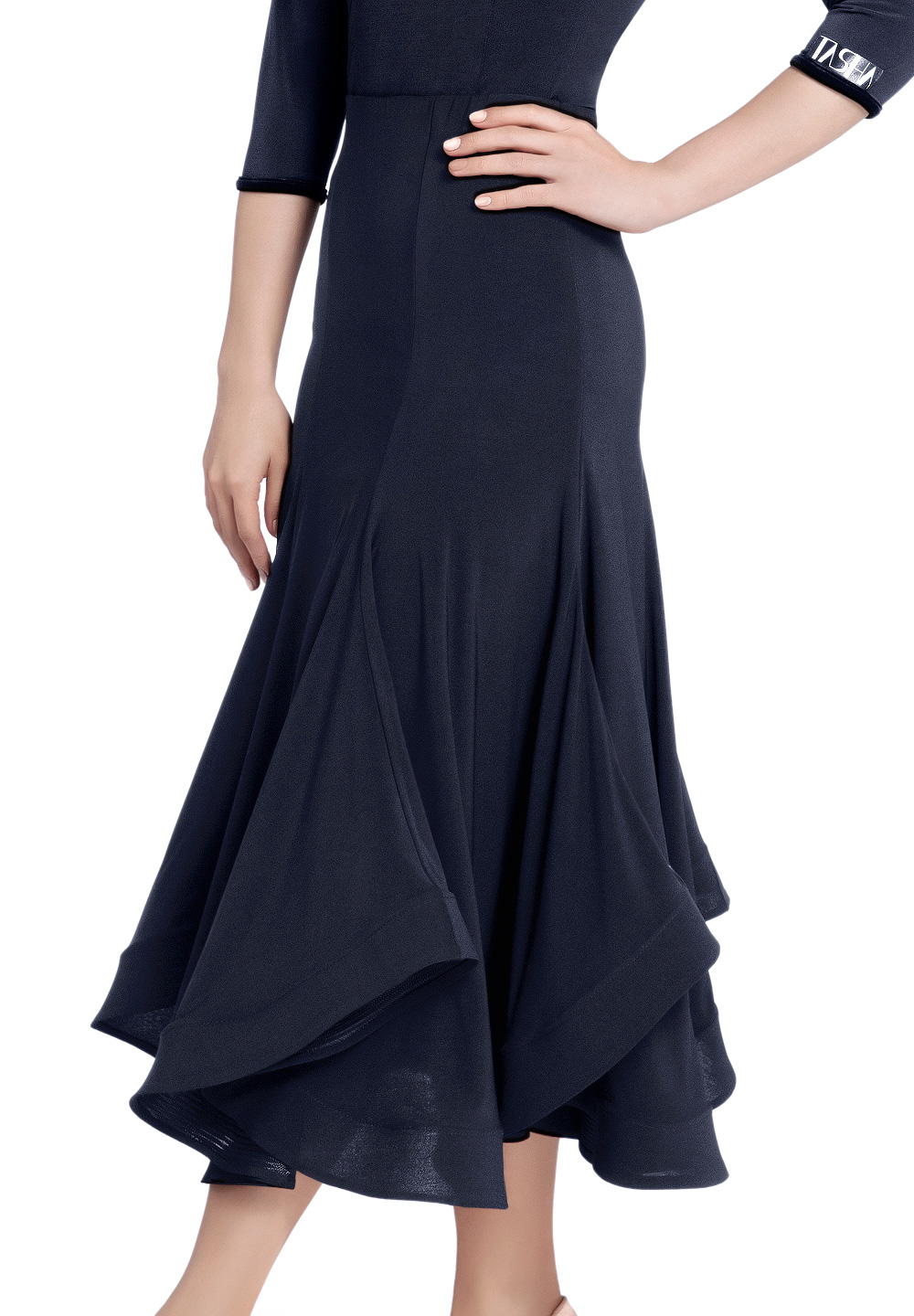 PopconAtelier Ruffled Edge Midi Practice Skirt WS007-Black