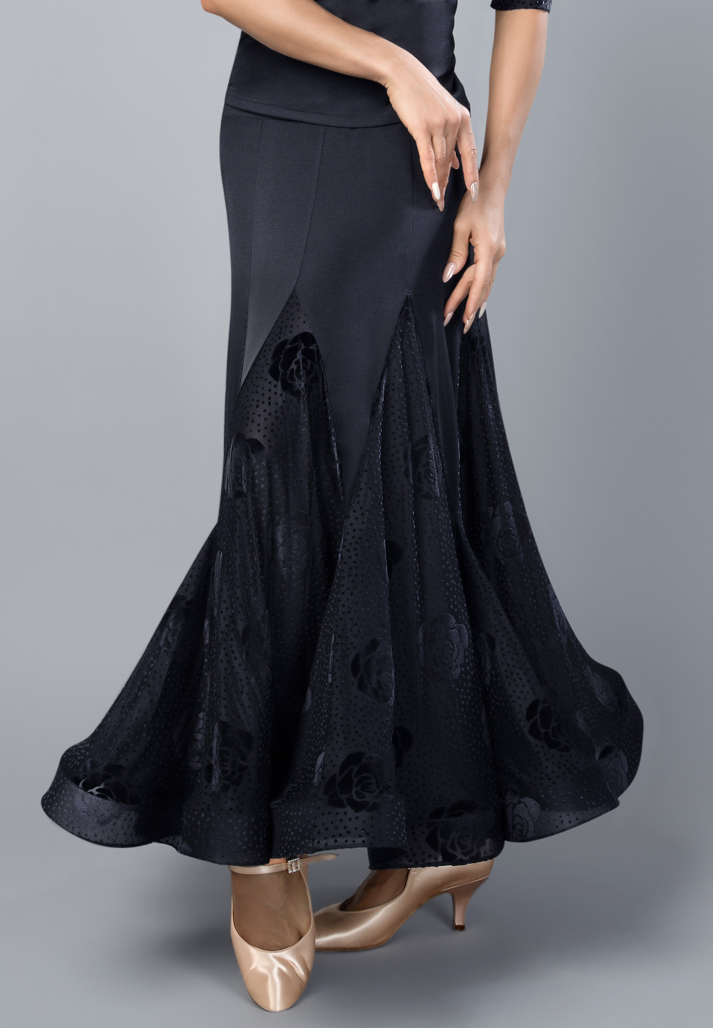 Santoria Boullina Ballroom Skirt S6129-Black/Black Laflor