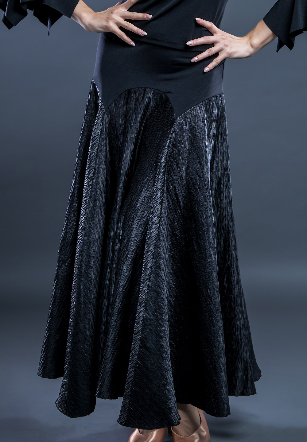 Santoria Cailyn Ballroom Skirt S6112-Texture Press Black