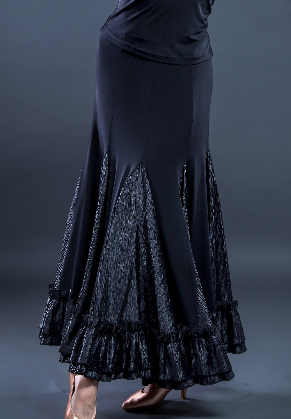 Santoria Ekaterina Ballroom Skirt S6093-Texture Press Black