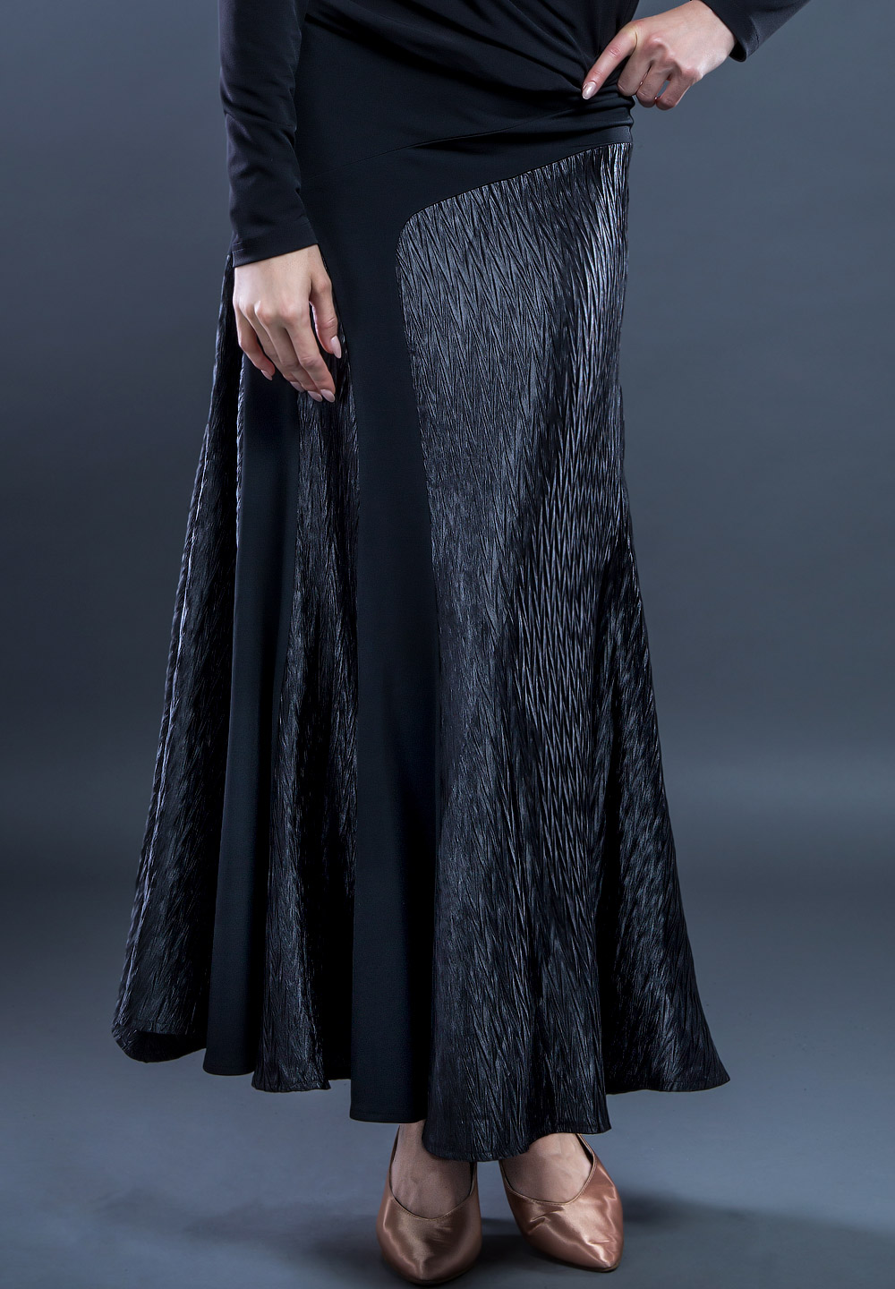 Santoria Ginge Ballroom Skirt S6113-Texture Press Black