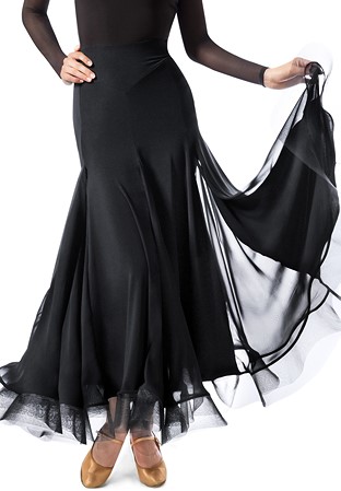 Sasuel Full Flare Ballroom Skirt Donatella-Black Crepe