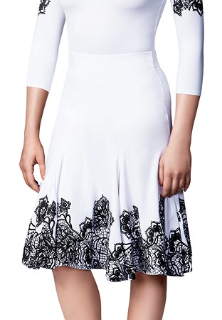 Sensu Burano Lace Dance Skirt S3-White/Black Lace Print
