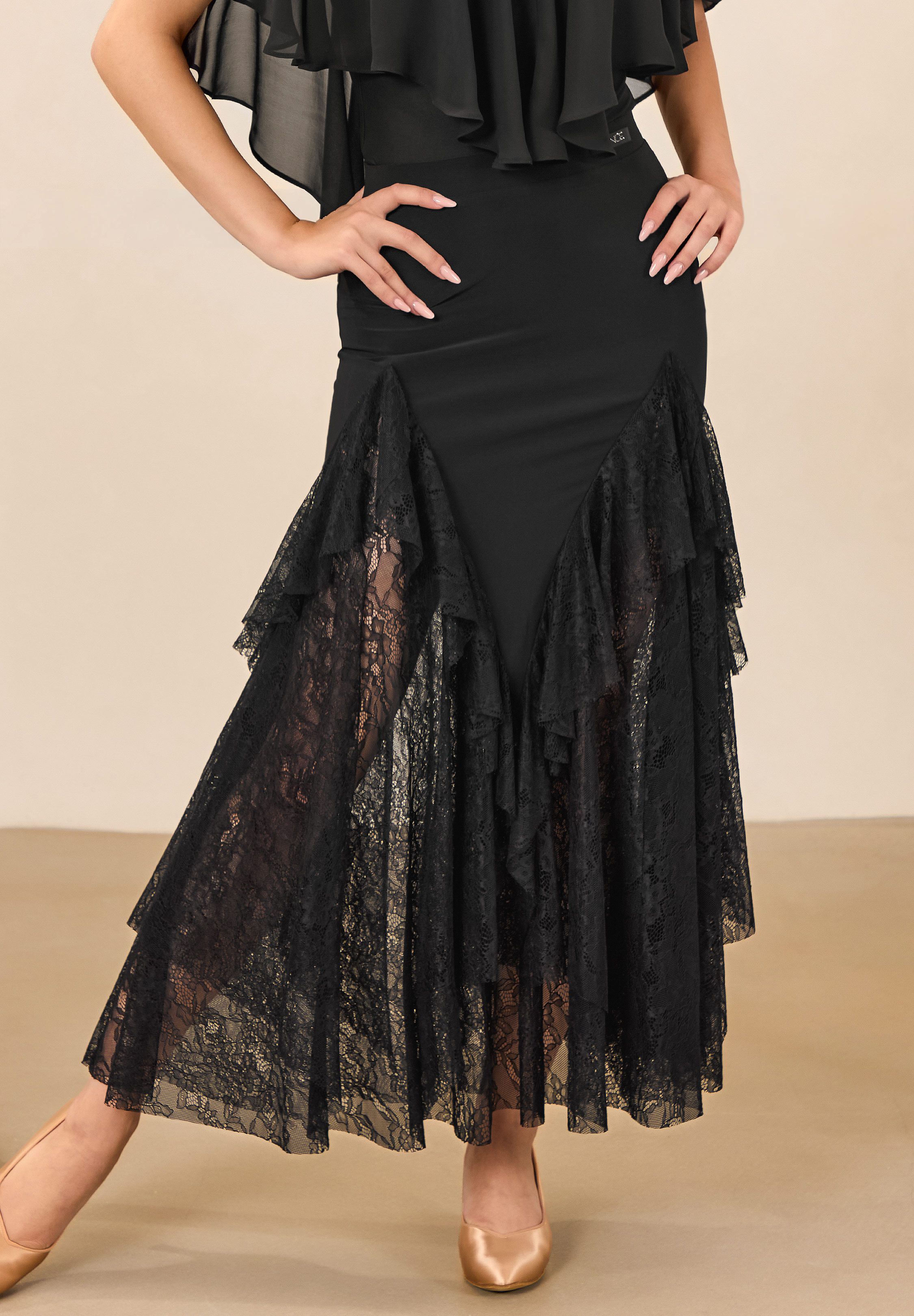 TDANCE Midnight Lace Ballroom Skirt JM-0383-Black