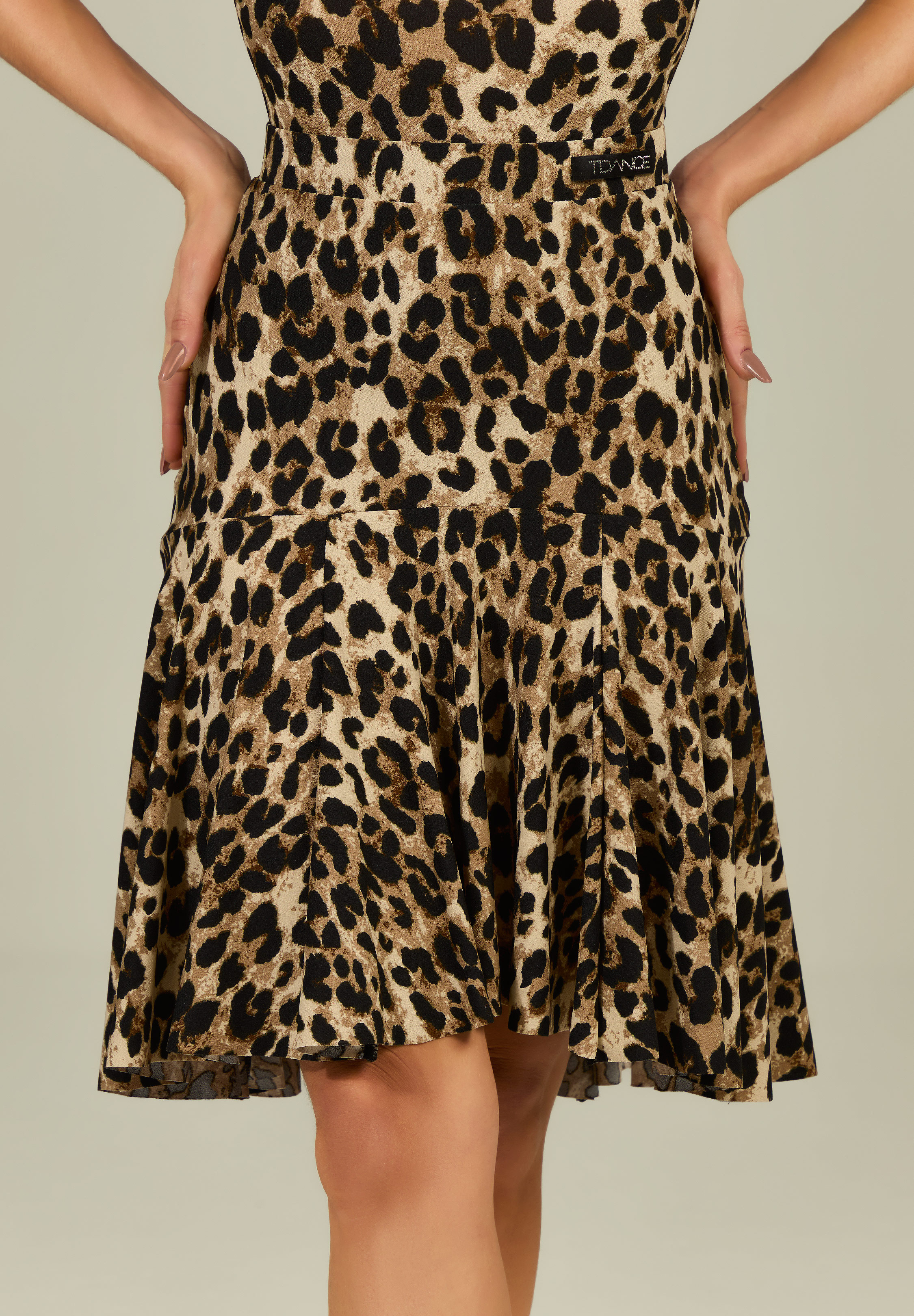 TDANCE Glossy High Waist Skirt GL-0244-Leopard Print