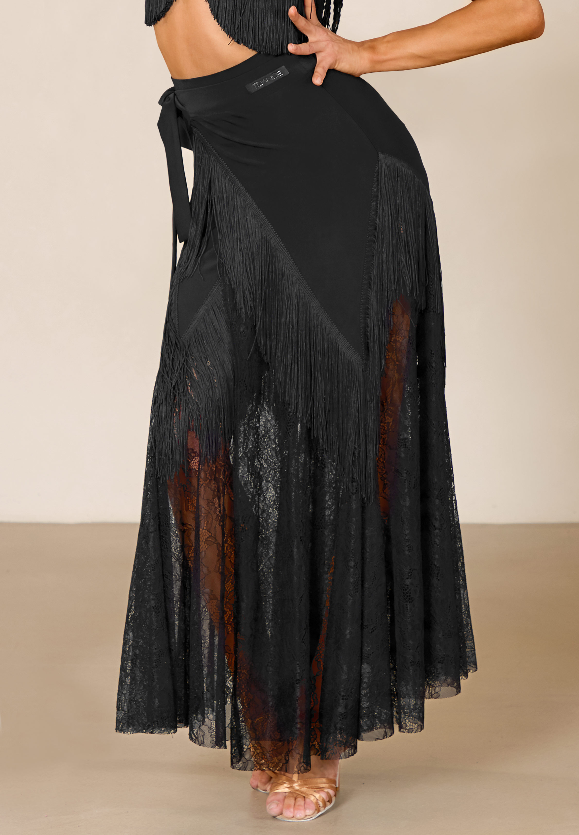 TDANCE Sheer Shadow Latin Skirt GL-0356-Black