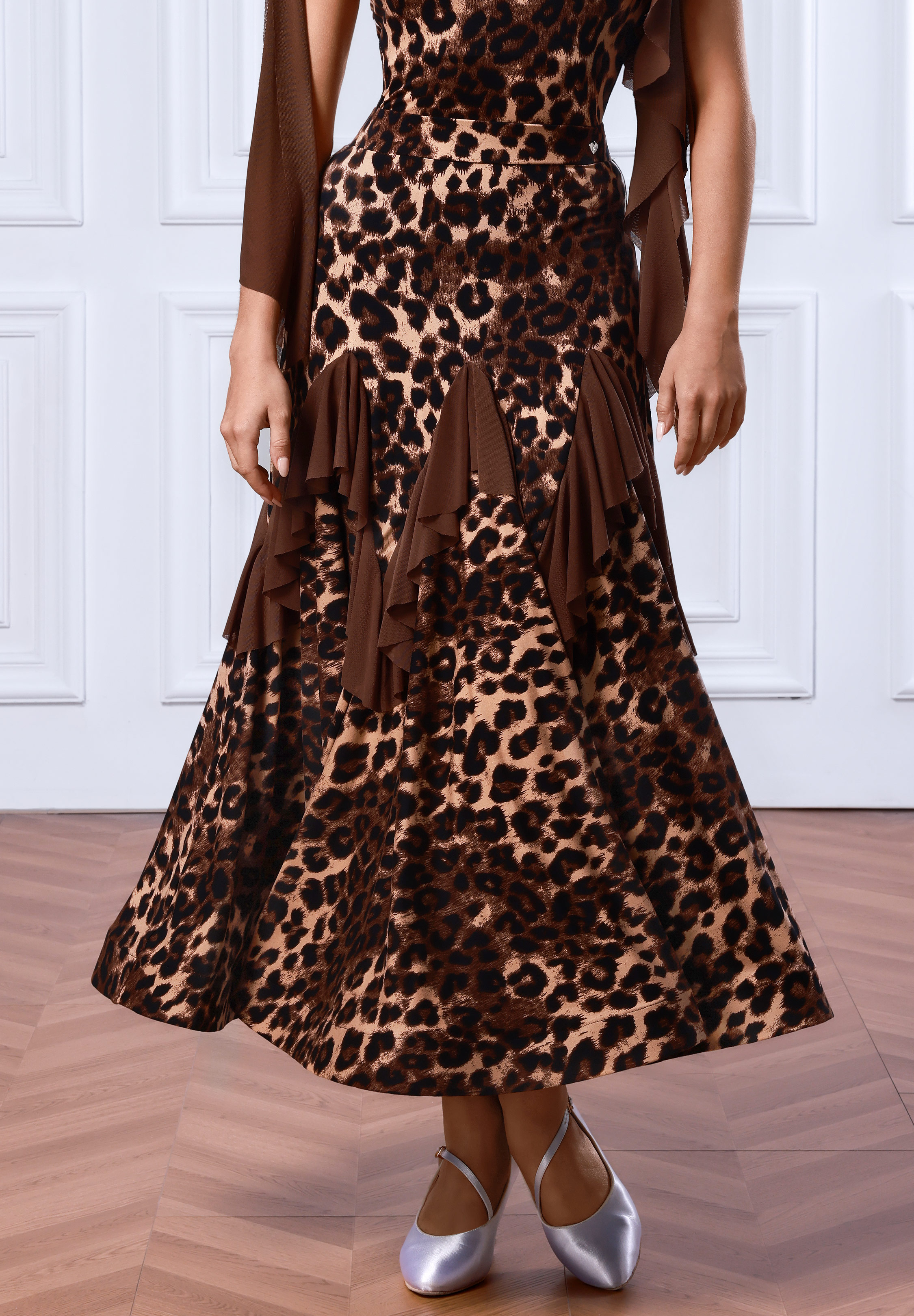 TID Leopard Flare Ballroom Skirt S057-Animal Print