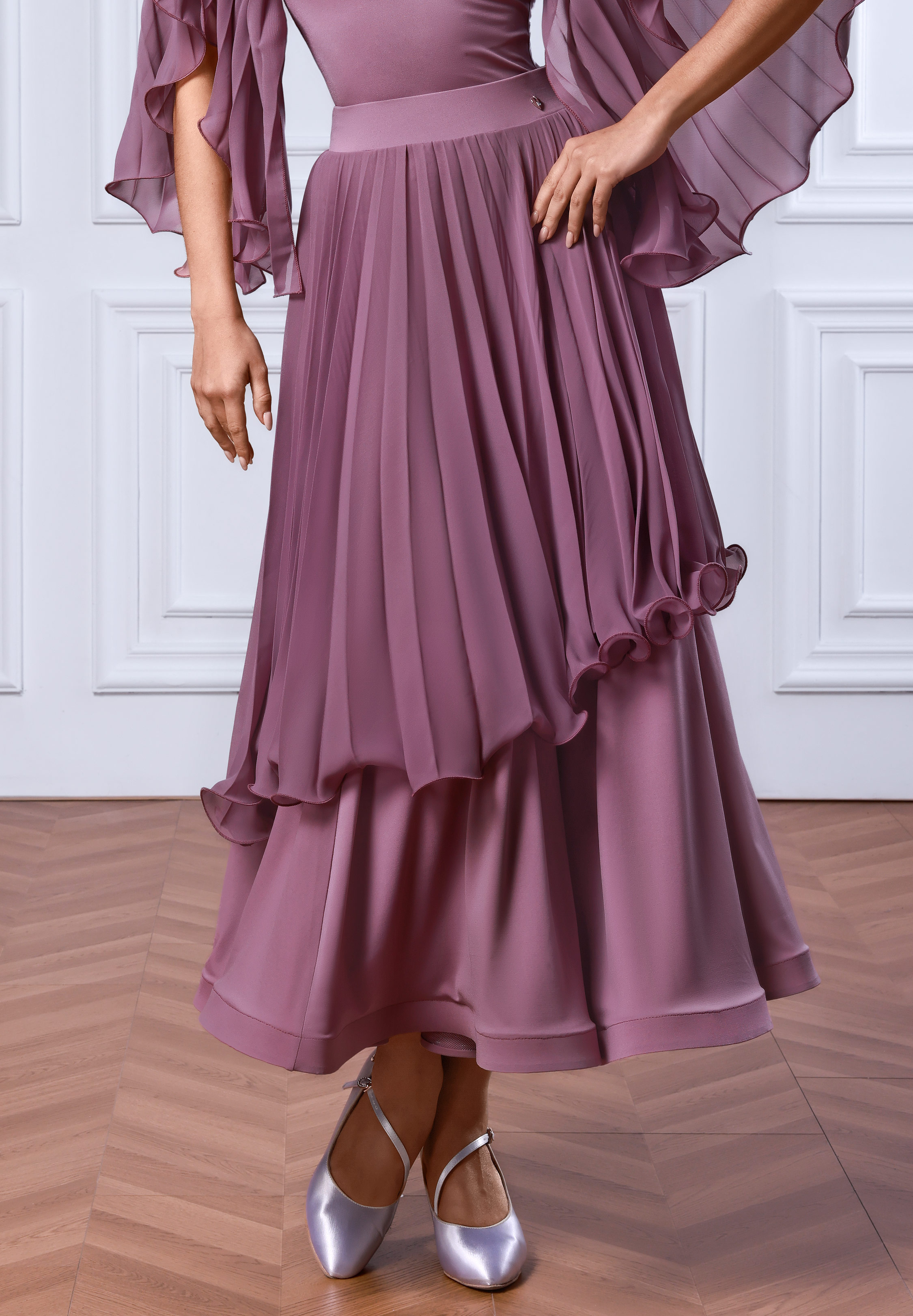 TID Tiered Pleat Ballroom Skirt S054-Purple