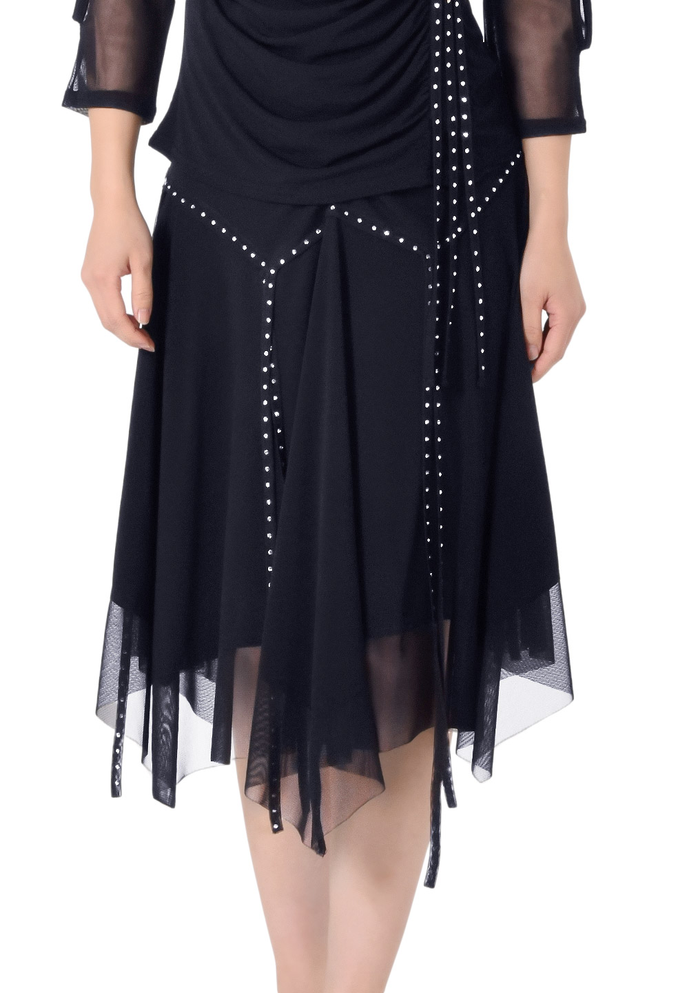 Taka Asymmetric Crystal Line Skirt KR1812RA-SK216-Black