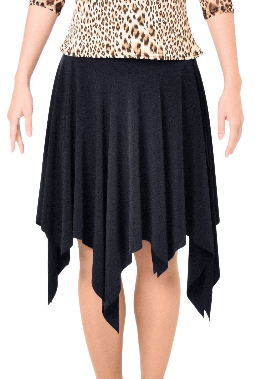 Taka Asymmetric Slashed Dance Skirt KR1810RA-SK181-Black