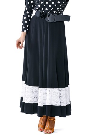 Taka Ballroom Practice Skirt LP-SK28-Black/White