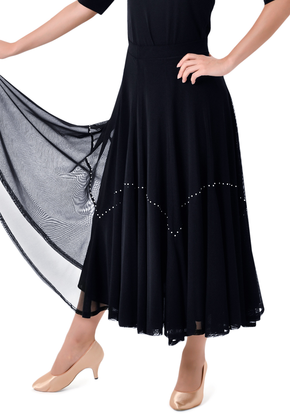 Taka Crystal Line Ballroom Skirt KR1805RA-SK146-Black