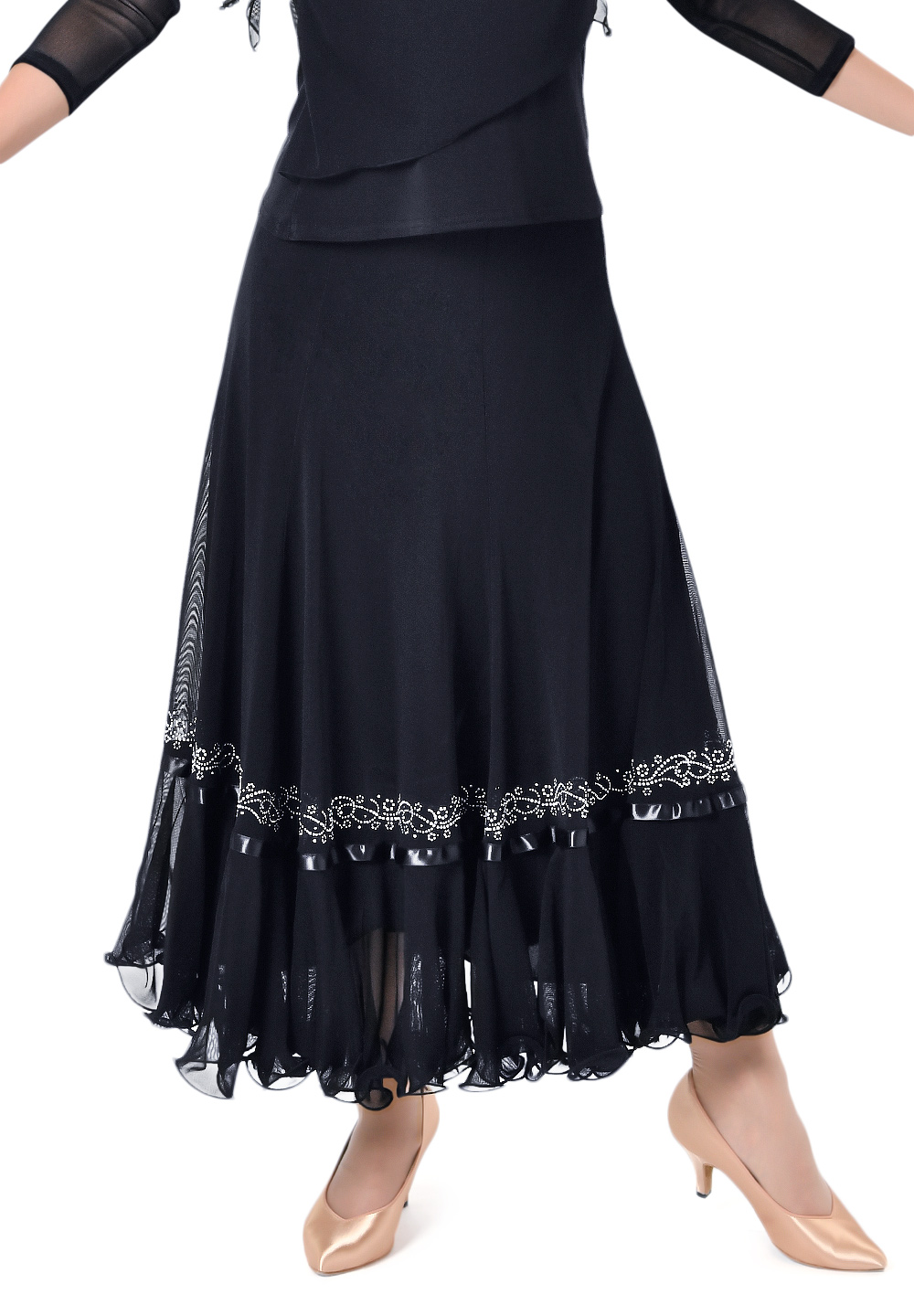 Taka Crystallized Ribbon Skirt KR1810RA-SK182-Black