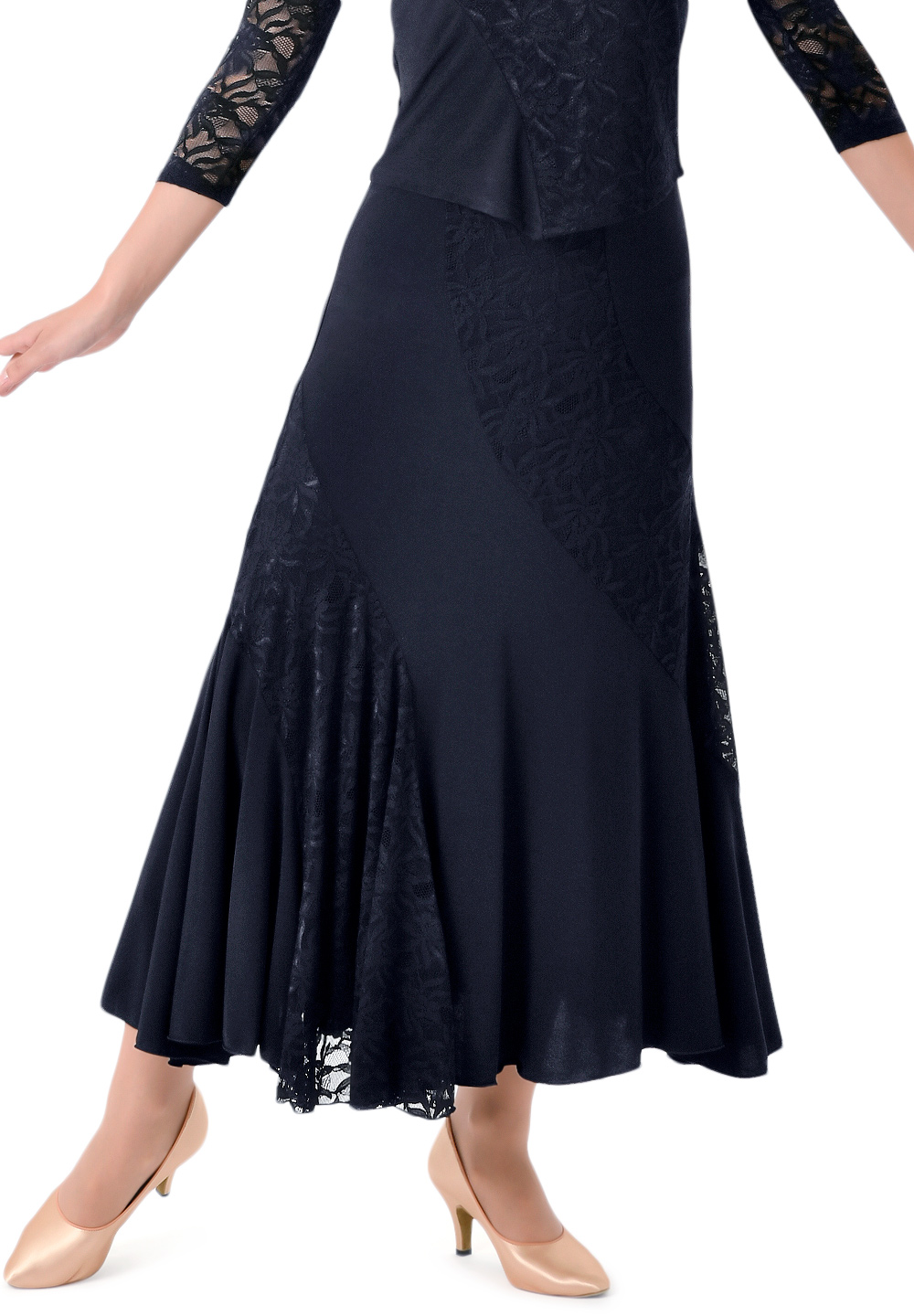 Taka Diagonal Lace Ballroom Skirt KR1805NA-SK143-Black/Lace