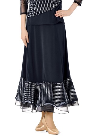 Taka Dotted Insert Ballroom Skirt KR1906RA-SK262-Black/Dots