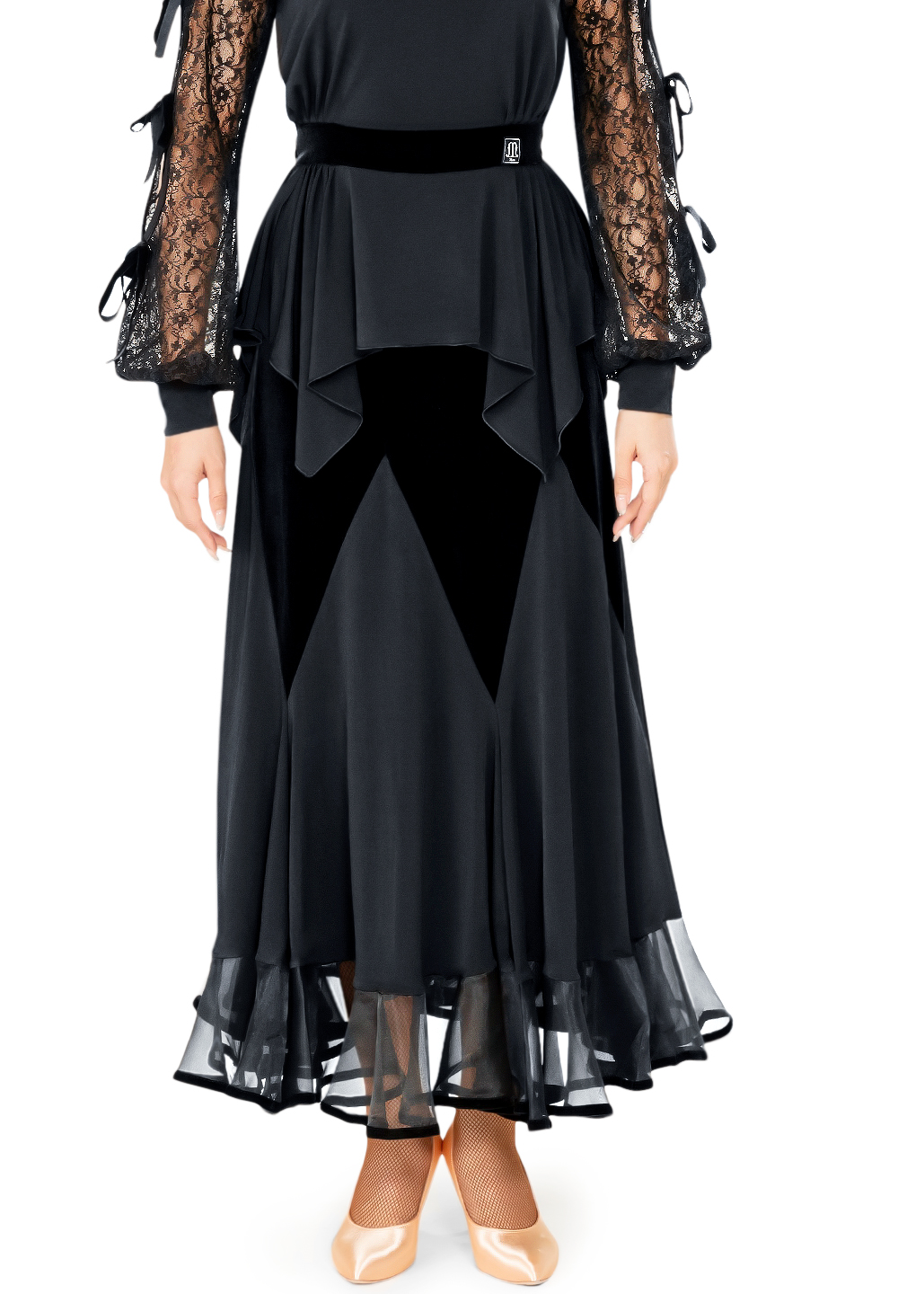 Taka Flowery Hemline Ballroom Skirt KRMU1908-SK10-Black