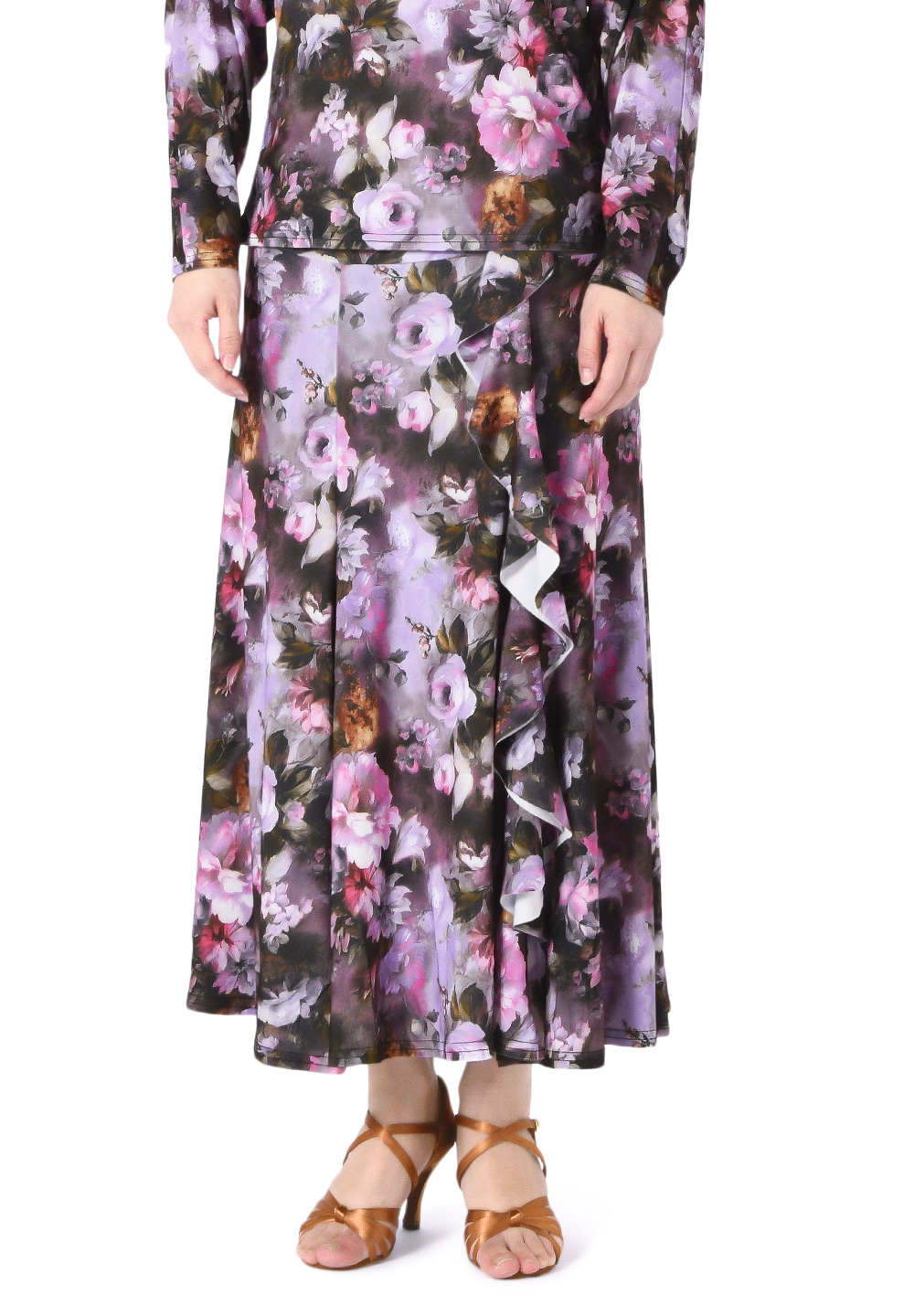 Taka Full Length Practice Dance Skirt KR1901RA-SK223-Pink Flower Print