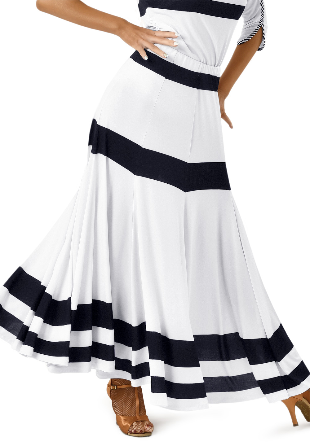 Taka Full Length Striped Practice Skirt LP-SK24-White/Black