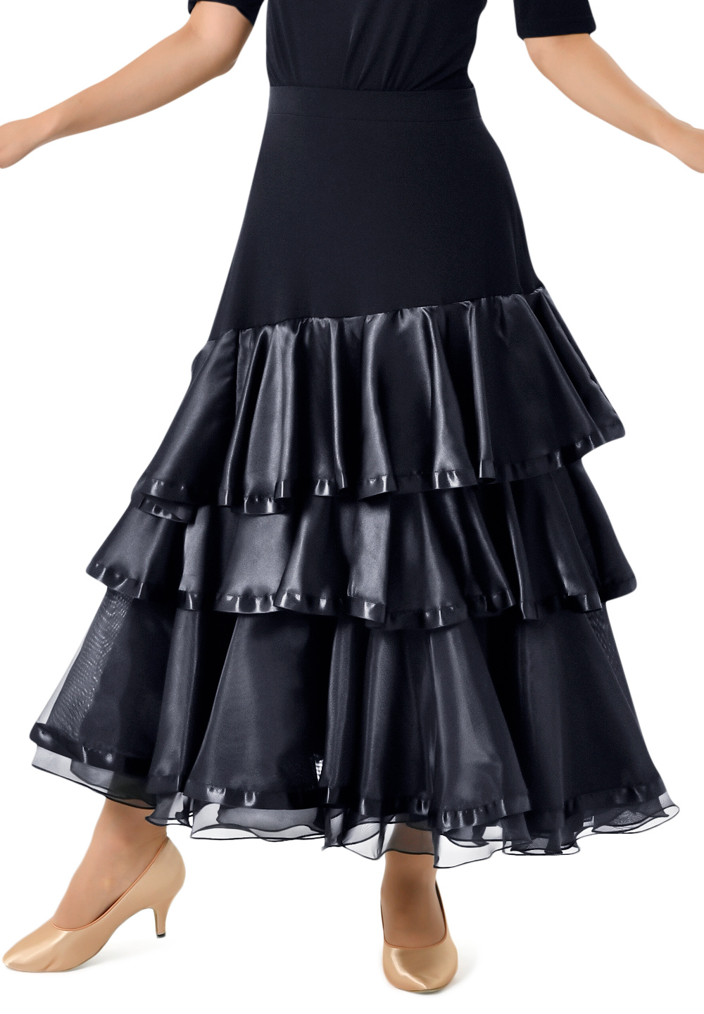 Taka Ruffled Ballroom Skirt KR1805RA-SK139-Black