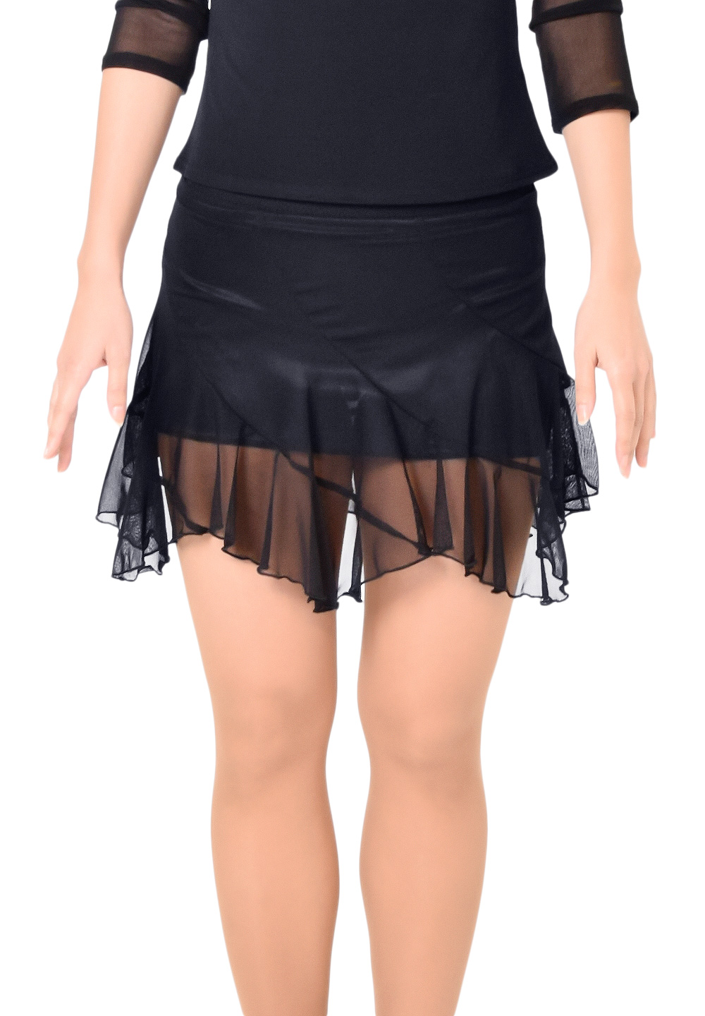 Taka Sexy Sheer Ruffled Latin Skirt KR1810RA-SK183-Black