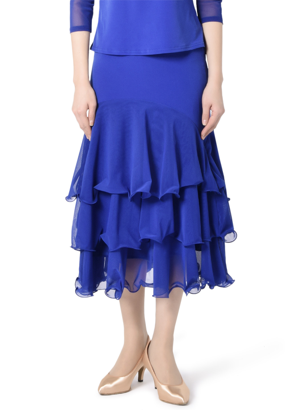 Taka Triple Layer Latin Dance Skirt KR1812RA-SK215-Blue