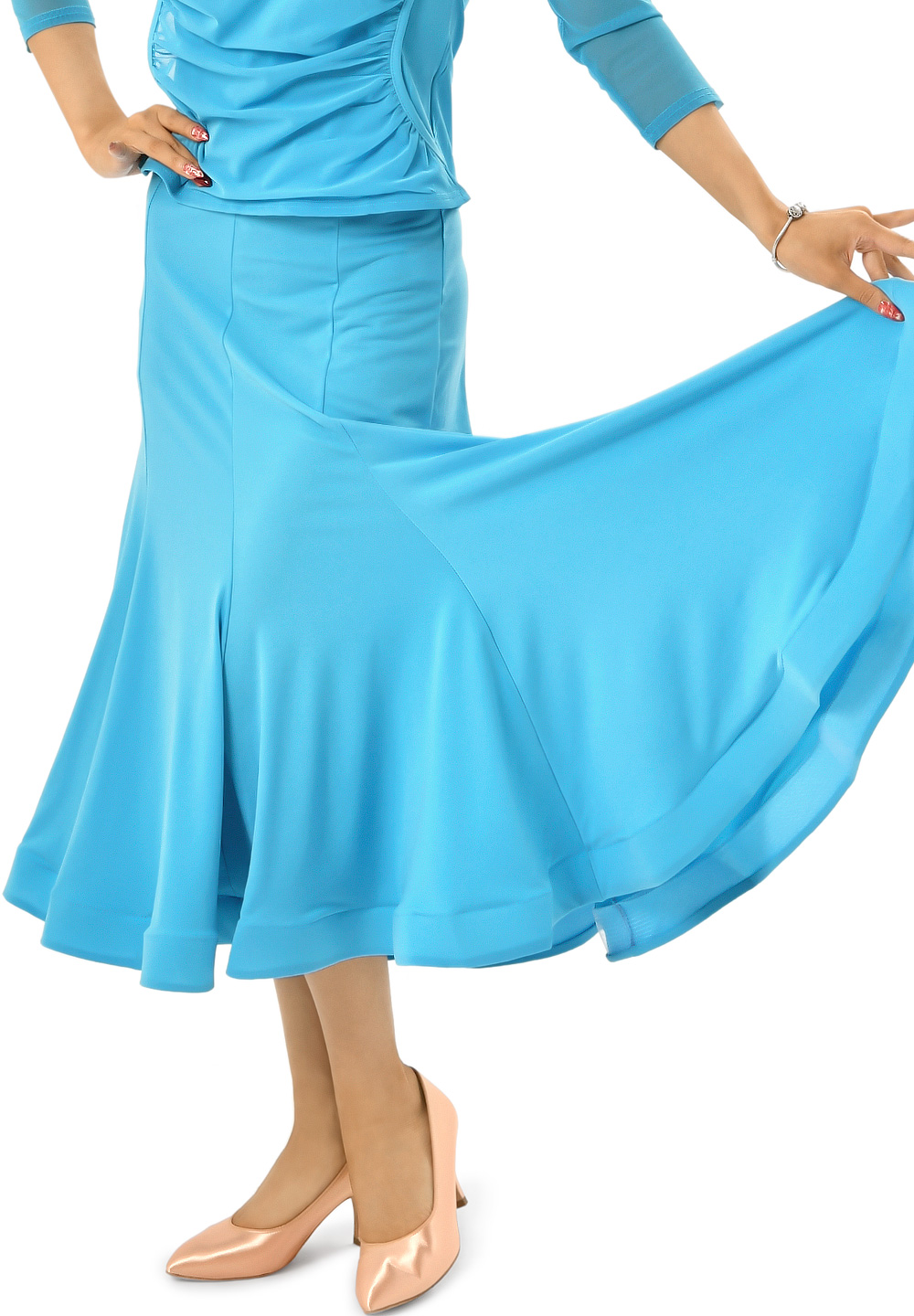 Taka Womens 8 Panel Ballroom Dance Skirt KR1709-SK83-Babyblue