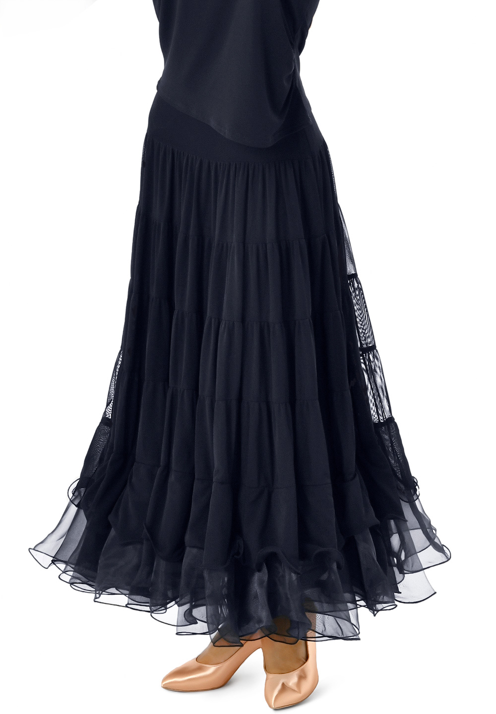 Taka Womens Crinkle Tiered Ballroom Skirt KR1708-SK64-Black