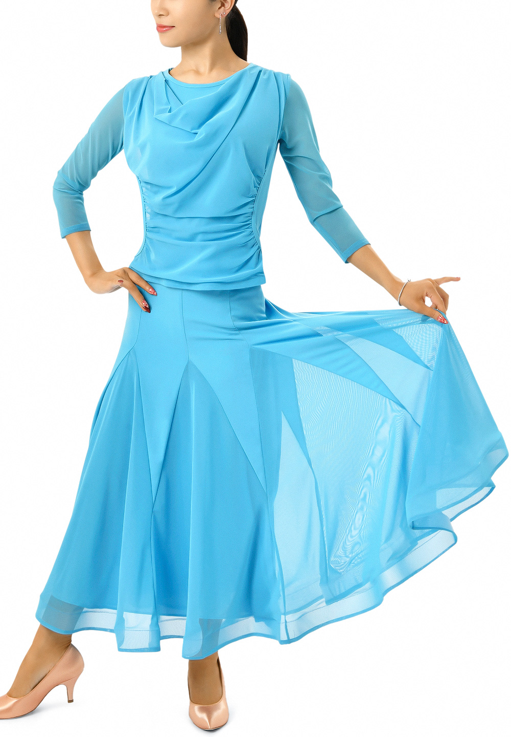 Plum Ballroom Skirt w/ Flutter Flare 591_SALE main image 1