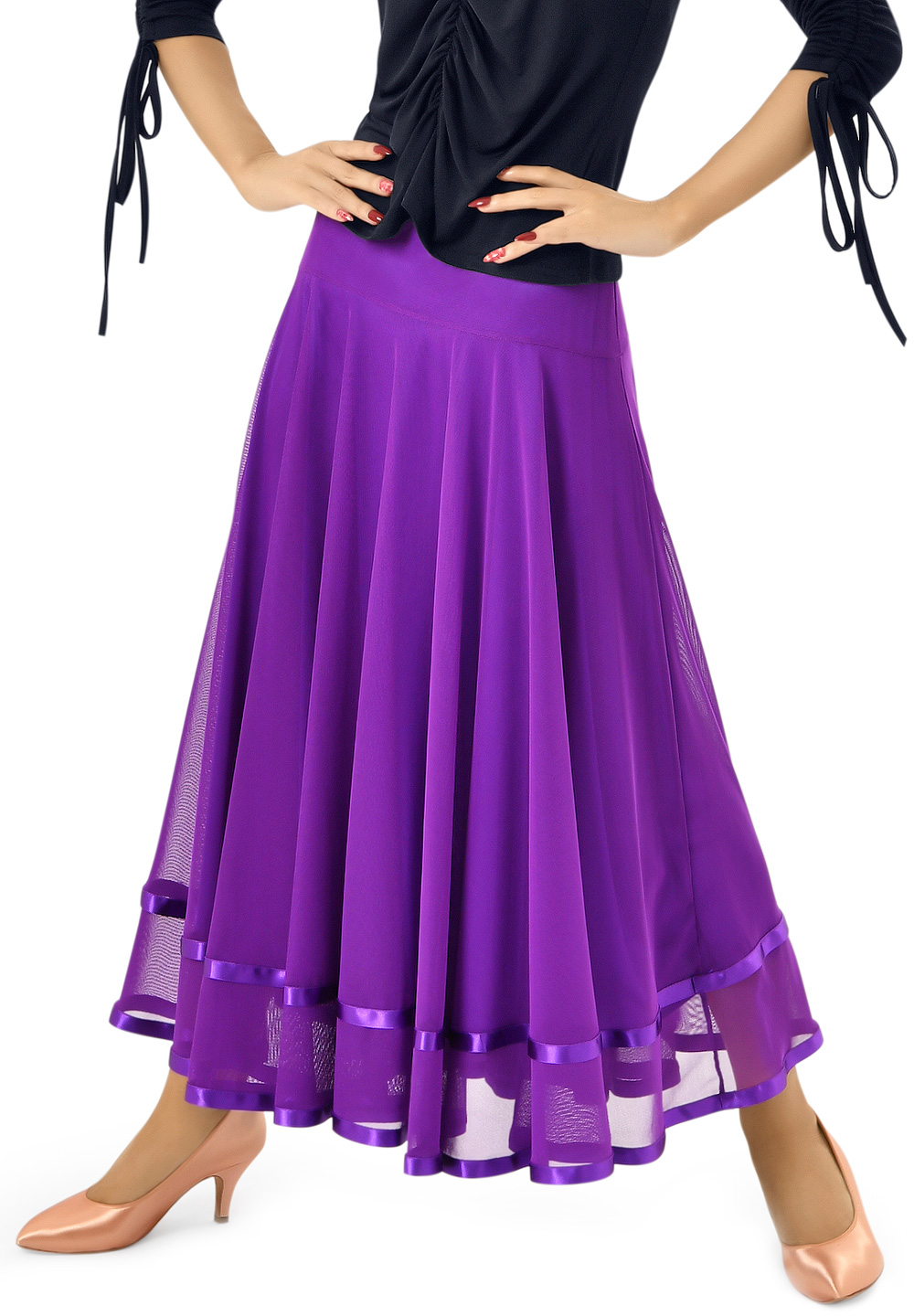 Taka Womens Layered Flare Ballroom Skirt KR1704-SK34-Purple
