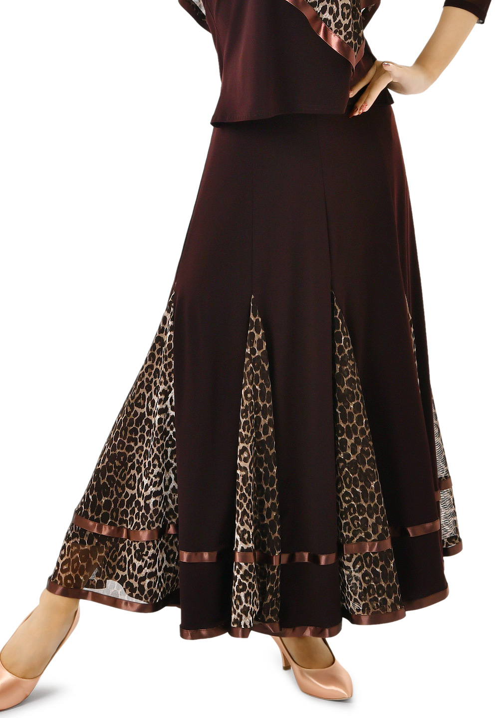 Taka Womens Printed Godet Ballroom Skirt KR1709-SK88-Leopard