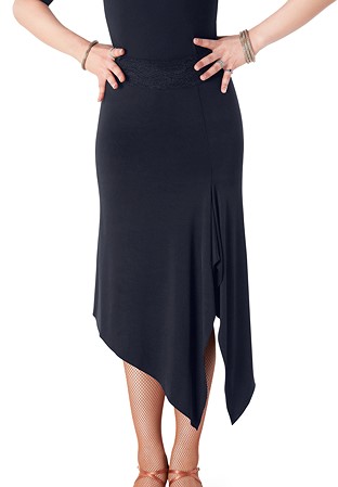 Tasha by Popcon Asymmetric Latin Skirt TWLS008-Black
